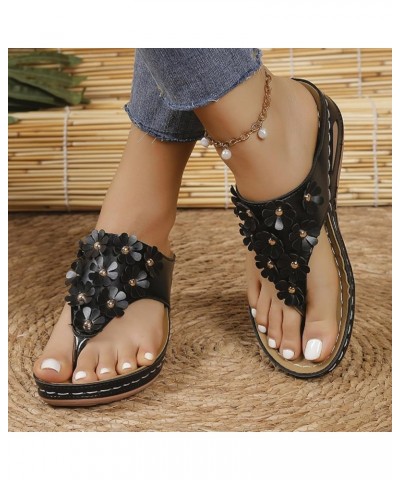 Orthopedic Shoes for Women Arch Support Sandals Summer Casual Orthotic Wedge Slides Sandals Comfortable Flip Flops 1-black $1...