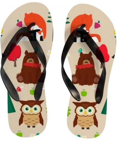 Women's Flip Flop Sandal Woodland Animal Wolf Fox Bear Owl $10.12 Sandals