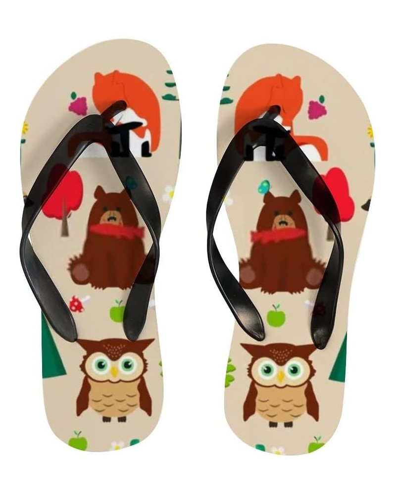 Women's Flip Flop Sandal Woodland Animal Wolf Fox Bear Owl $10.12 Sandals