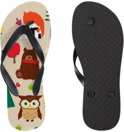 Women's Flip Flop Sandal Woodland Animal Wolf Fox Bear Owl $10.12 Sandals