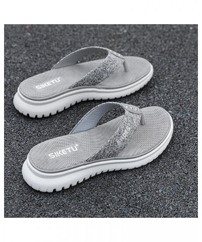 CsgrFagr Women Fashion Thickened Non Slip Beach Summer Comfortable Walking Flip Flop Platform for Women Sandals Grey $23.46 S...