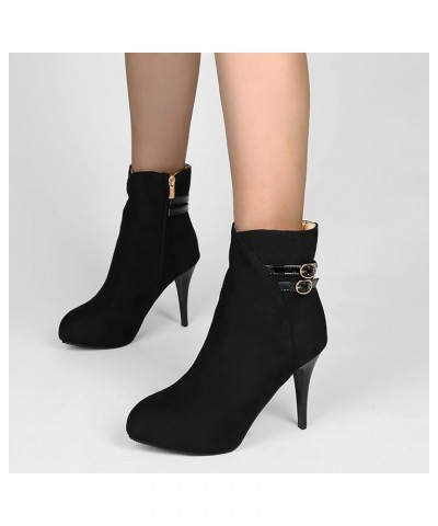 Women Fashion Ankle Boots Comfy Pointed Toe High Heels Side Zipper Booties Thin Socks for Boots Women Black $30.50 Boots