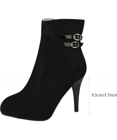 Women Fashion Ankle Boots Comfy Pointed Toe High Heels Side Zipper Booties Thin Socks for Boots Women Black $30.50 Boots