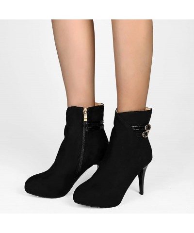 Women Fashion Ankle Boots Comfy Pointed Toe High Heels Side Zipper Booties Thin Socks for Boots Women Black $30.50 Boots