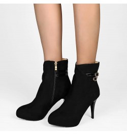 Women Fashion Ankle Boots Comfy Pointed Toe High Heels Side Zipper Booties Thin Socks for Boots Women Black $30.50 Boots