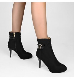 Women Fashion Ankle Boots Comfy Pointed Toe High Heels Side Zipper Booties Thin Socks for Boots Women Black $30.50 Boots