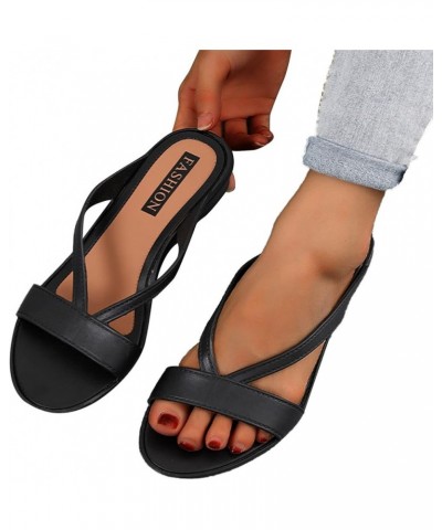 Wedge Slides for Women, Women's Slip on Low Wedge Sandal Flat Open Toe Comfort Backless Walking Casual Beach Sandal Solid Fas...