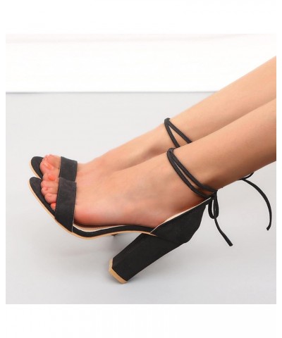 Women High Heel Shoes High Heels Chunky Block Square Toe Heels for Women Dressy Open Toe Heel Sandals Heeled $16.59 Sandals