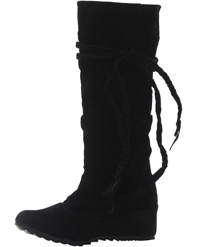 Womens Lace Up Knee High Boots Flat Warm Winter Boots Fashion Boots Women's High Toe Tassel Increased Inner boots Black $19.3...