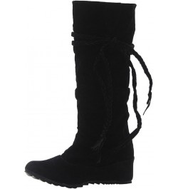 Womens Lace Up Knee High Boots Flat Warm Winter Boots Fashion Boots Women's High Toe Tassel Increased Inner boots Black $19.3...