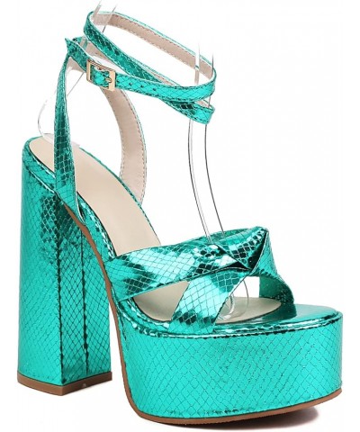 Womens LC1198 Wedding Sexy Novelty Plastic Low Chunky Heeled Sandals Green $37.94 Sandals