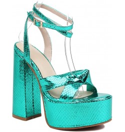 Womens LC1198 Wedding Sexy Novelty Plastic Low Chunky Heeled Sandals Green $37.94 Sandals