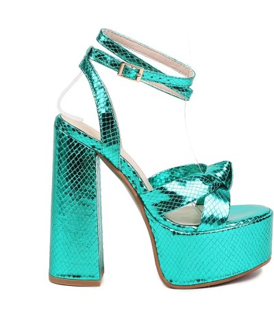 Womens LC1198 Wedding Sexy Novelty Plastic Low Chunky Heeled Sandals Green $37.94 Sandals