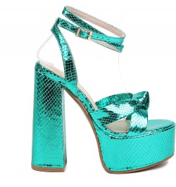 Womens LC1198 Wedding Sexy Novelty Plastic Low Chunky Heeled Sandals Green $37.94 Sandals