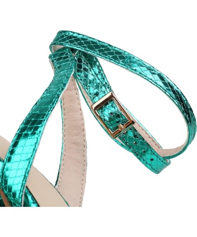 Womens LC1198 Wedding Sexy Novelty Plastic Low Chunky Heeled Sandals Green $37.94 Sandals