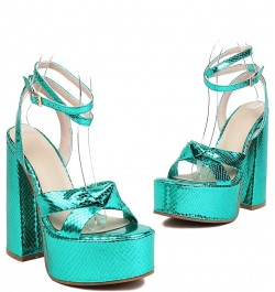 Womens LC1198 Wedding Sexy Novelty Plastic Low Chunky Heeled Sandals Green $37.94 Sandals