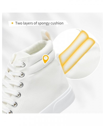 Womens High top Sneakers Canvas Shoes Lace up Black Sneakers Casual Shoes for Women White $13.05 Fashion Sneakers