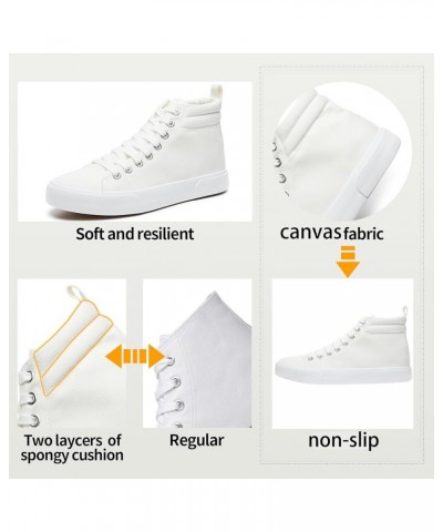 Womens High top Sneakers Canvas Shoes Lace up Black Sneakers Casual Shoes for Women White $13.05 Fashion Sneakers