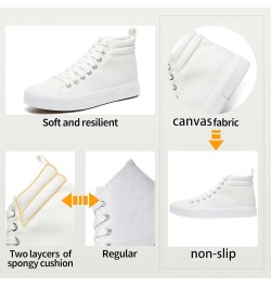 Womens High top Sneakers Canvas Shoes Lace up Black Sneakers Casual Shoes for Women White $13.05 Fashion Sneakers