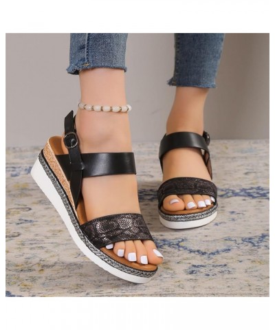 sandals women platform wedge Slipper maroon heels for women women orange sandals white strappy heels Z 14-black $12.39 Sandals