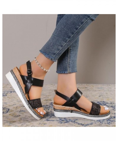 sandals women platform wedge Slipper maroon heels for women women orange sandals white strappy heels Z 14-black $12.39 Sandals