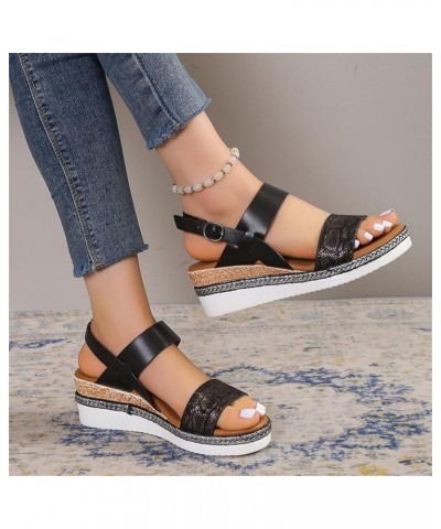 sandals women platform wedge Slipper maroon heels for women women orange sandals white strappy heels Z 14-black $12.39 Sandals