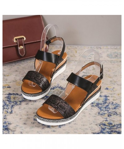 sandals women platform wedge Slipper maroon heels for women women orange sandals white strappy heels Z 14-black $12.39 Sandals