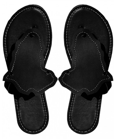 Womens Leather Flat Sandals Open Toe Casual Thong Slip on Slides Sandal Outdoor Summer Beach Dress Shoes Black $11.00 Sandals