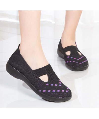 Fly Woven Loafers Womens Slip On Walking Shoes Non Slip Running Shoes Lightweight Sneakers Z 02-black $18.71 Loafers & Slip-Ons