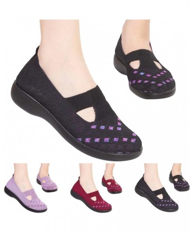 Fly Woven Loafers Womens Slip On Walking Shoes Non Slip Running Shoes Lightweight Sneakers Z 02-black $18.71 Loafers & Slip-Ons