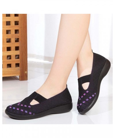 Fly Woven Loafers Womens Slip On Walking Shoes Non Slip Running Shoes Lightweight Sneakers Z 02-black $18.71 Loafers & Slip-Ons