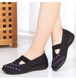 Fly Woven Loafers Womens Slip On Walking Shoes Non Slip Running Shoes Lightweight Sneakers Z 02-black $18.71 Loafers & Slip-Ons