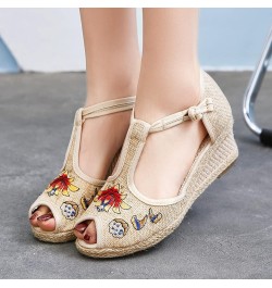 Wedge Sandals for Women casual summer Wedge Sandals for Women comfy Closed Toe Wedge Sandals Women's Wedge Sandals Z 02-beige...