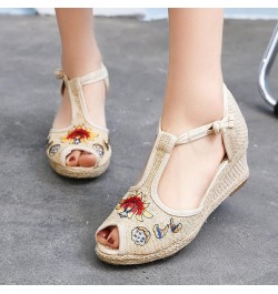 Wedge Sandals for Women casual summer Wedge Sandals for Women comfy Closed Toe Wedge Sandals Women's Wedge Sandals Z 02-beige...