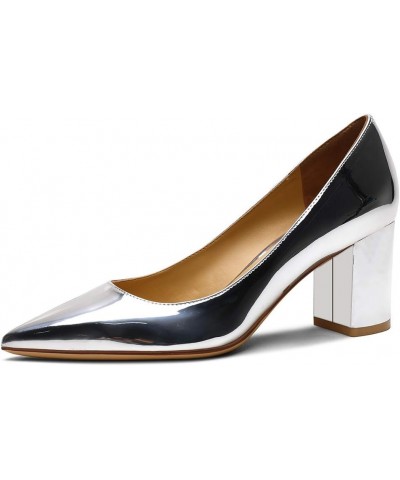 6.5CM Heel Elegant Women Pumps Mid Heels 6.5cm-patent Silver $27.35 Pumps