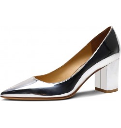 6.5CM Heel Elegant Women Pumps Mid Heels 6.5cm-patent Silver $27.35 Pumps