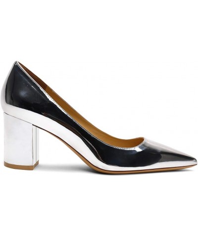 6.5CM Heel Elegant Women Pumps Mid Heels 6.5cm-patent Silver $27.35 Pumps