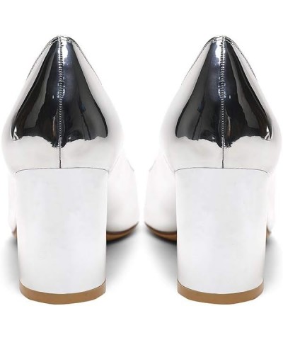 6.5CM Heel Elegant Women Pumps Mid Heels 6.5cm-patent Silver $27.35 Pumps