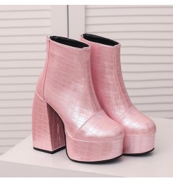 Boots for Women Sexy Chelsea Boots Faux Crocodile Print High Heel Ankle Snow Boots Star Wear Party Black Pink Boots $31.97 Boots