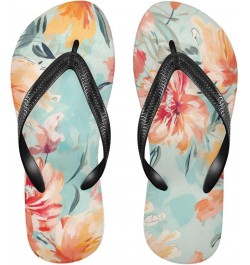 Flip Flop Sandals for Men Teen Women - Teal Florals Flowers Beach Shoes Waterproof Outdoor Summer Beach Slippers 2-3 Women $1...