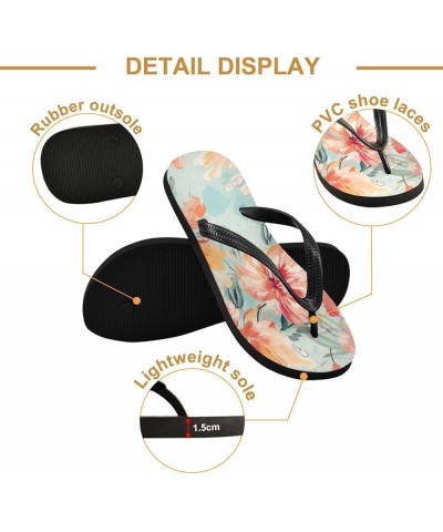 Flip Flop Sandals for Men Teen Women - Teal Florals Flowers Beach Shoes Waterproof Outdoor Summer Beach Slippers 2-3 Women $1...