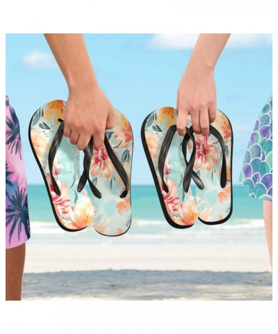 Flip Flop Sandals for Men Teen Women - Teal Florals Flowers Beach Shoes Waterproof Outdoor Summer Beach Slippers 2-3 Women $1...