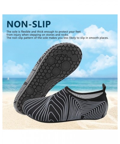 Water Shoes for Women Men Swim Barefoot Quick-Dry Adult Aqua Socks Non Slip Yoga Shoes Beach Accessories White Lines $6.95 At...