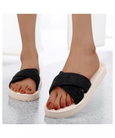 2023 Fashion Sandals for Women Slip on Platform Slippers Open Toe Beach Flat Sandals Summer Dress Sandals A Black $9.47 Athle...