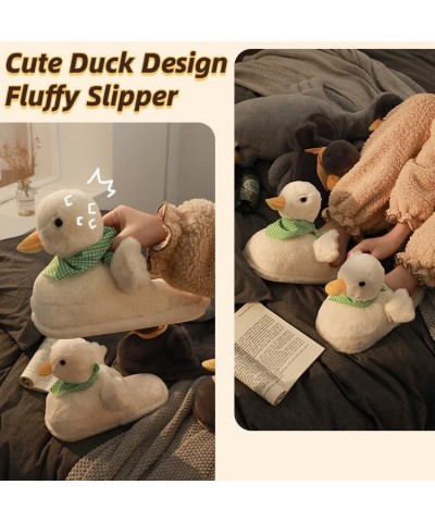 Cute Duck Fuzzy Slippers for Women Men Soft Plush Non Slip Warm Winter Faux Fur Animal Cozy Indoor Home Slippers Fluffy House...