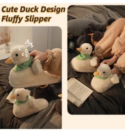 Cute Duck Fuzzy Slippers for Women Men Soft Plush Non Slip Warm Winter Faux Fur Animal Cozy Indoor Home Slippers Fluffy House...