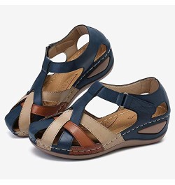 Wedge Sandals for Women Closed Toe, PU Leather Vintage Anti-Slip Sandals Bohemian Gladiator Sandals Casual Cutouts Athletic B...