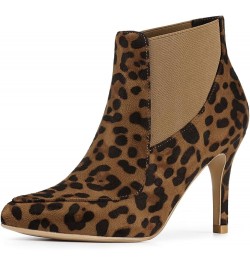 Women's Stiletto Heel Pointed Toe Chelsea Booties Leopard $19.74 Boots