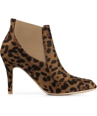 Women's Stiletto Heel Pointed Toe Chelsea Booties Leopard $19.74 Boots