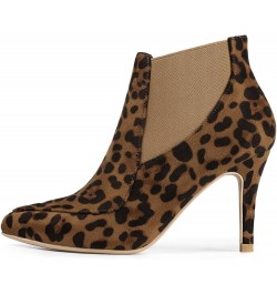 Women's Stiletto Heel Pointed Toe Chelsea Booties Leopard $19.74 Boots